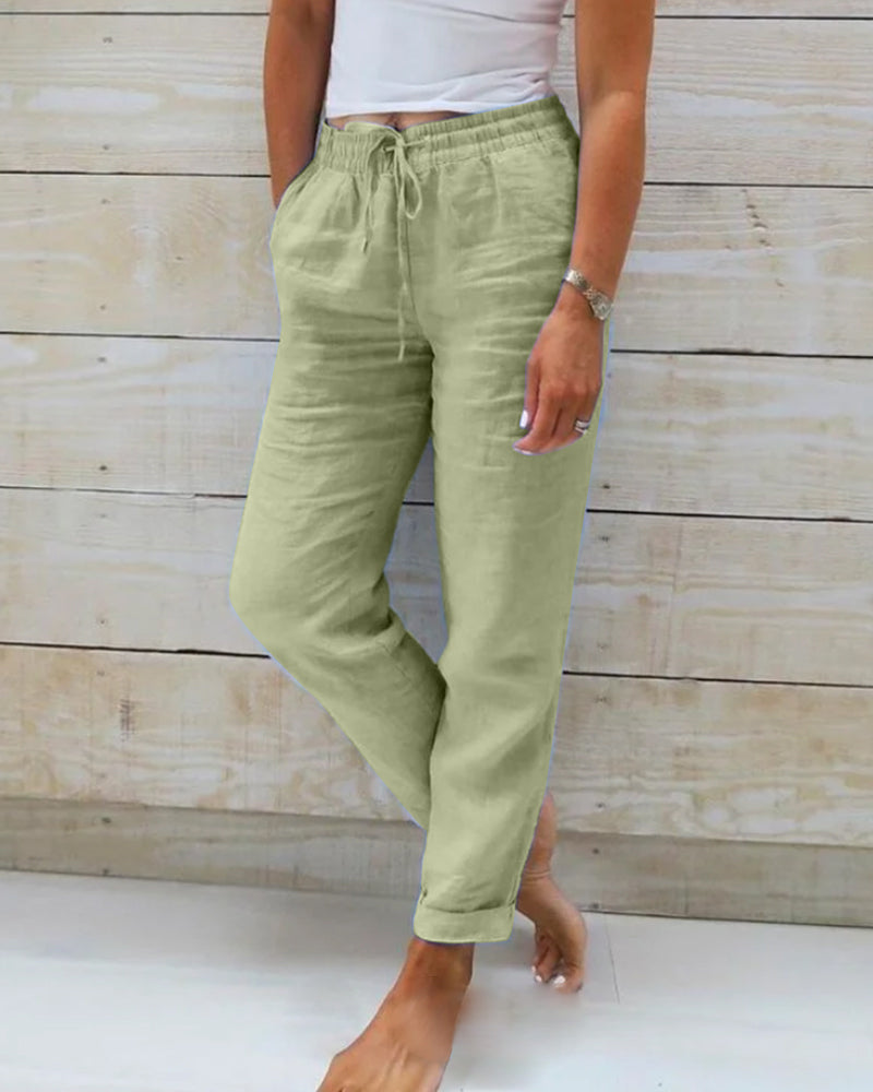 Allison - Pantalones Tailored de Lino y Algodón de Lujo