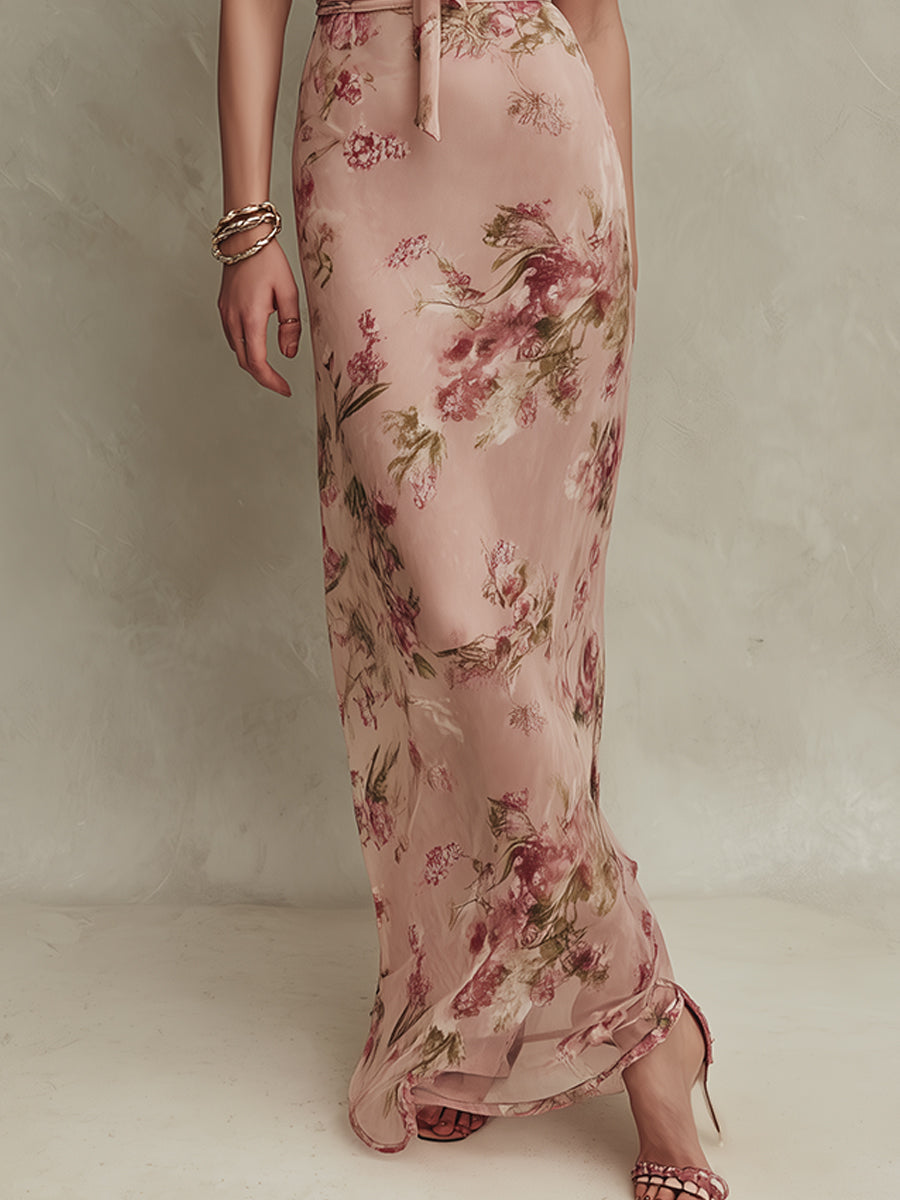 Lia | Elegante Vestido Maxi Halter Floral Sin Espalda