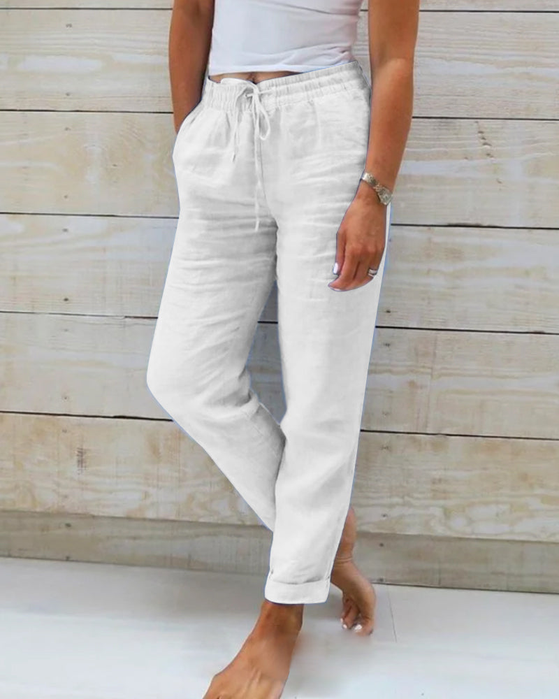 Allison - Pantalones Tailored de Lino y Algodón de Lujo
