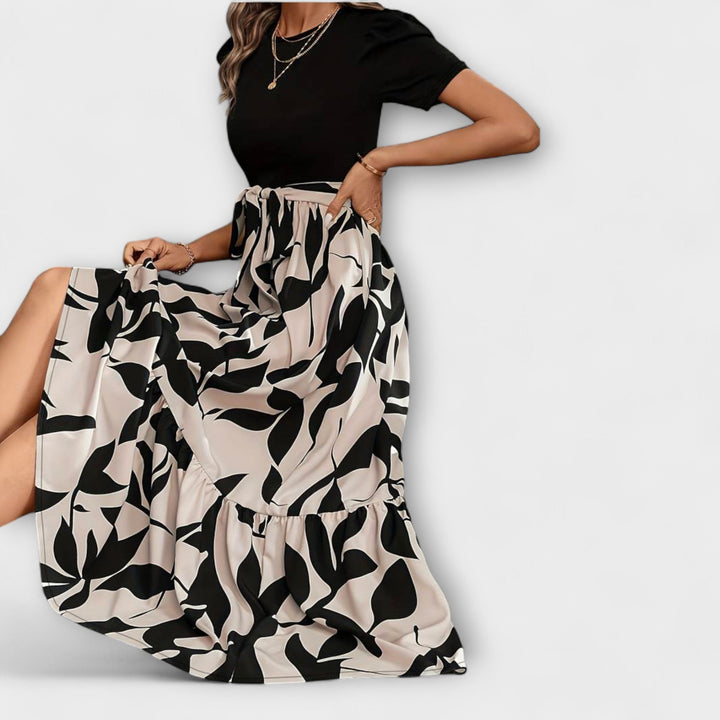Luna - Vestido de verano con estampado floral y escote redondo