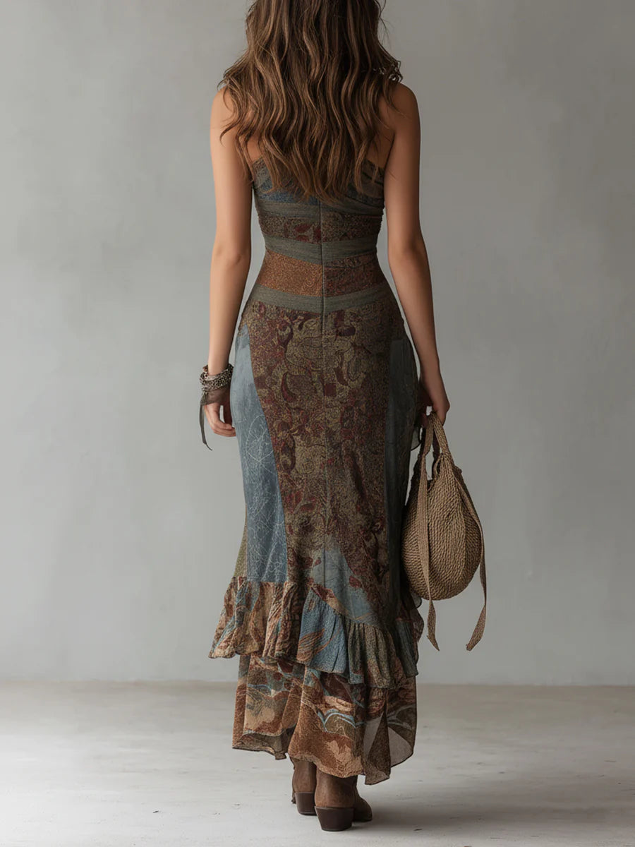 Elena | Vestido Maxi de Un Hombro con Abertura Volante