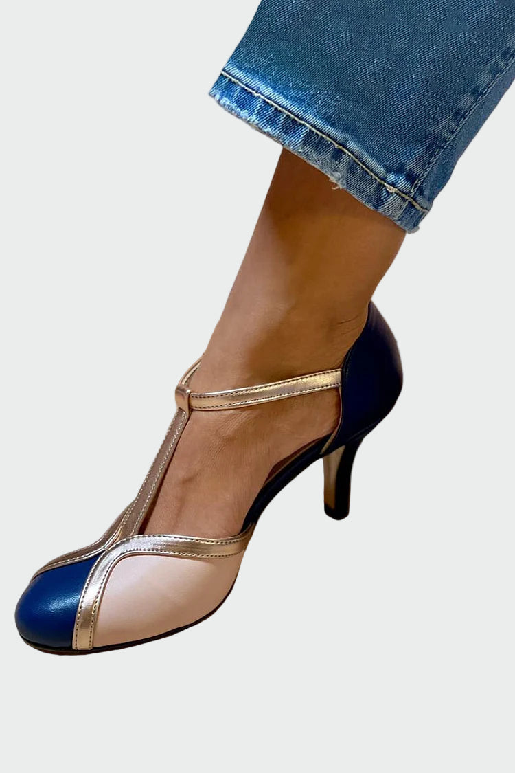 Anna Elegantes Sandalias Retro Tacón Medio con Tira