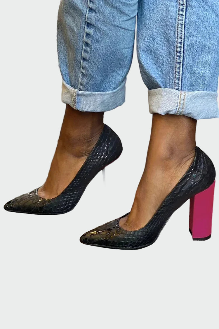 Helena Elegantes Botas Altas con Textura de Tortuga y Plantillas Cómodas