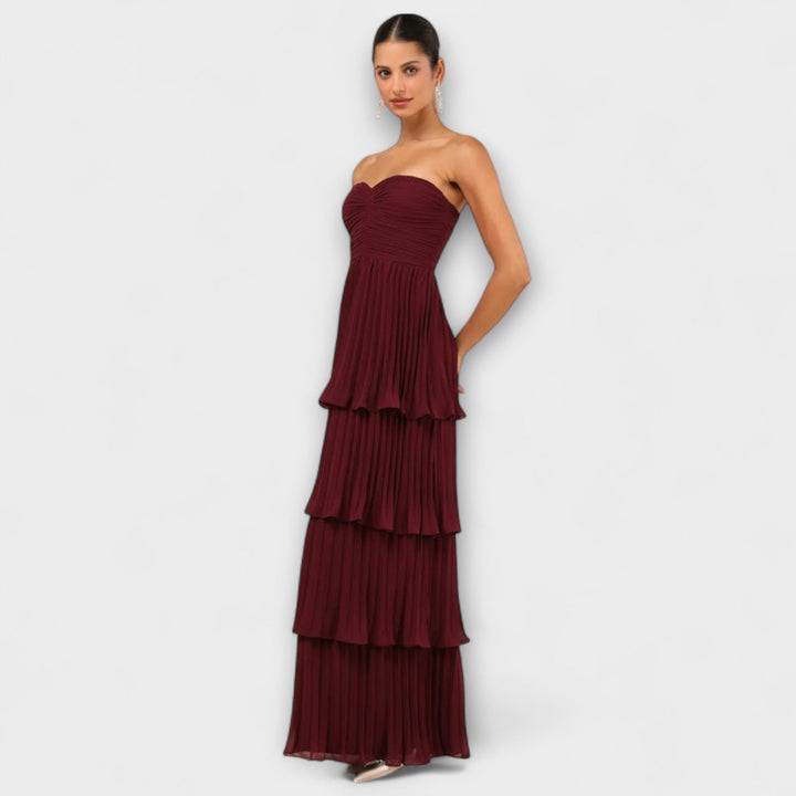 Lorena - Vestido maxi sin mangas con plastificación