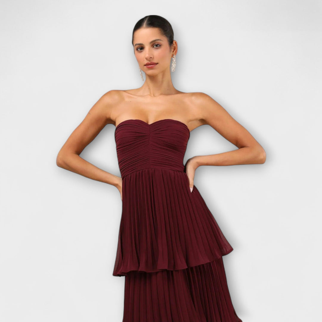 Lorena - Vestido maxi sin mangas con plastificación