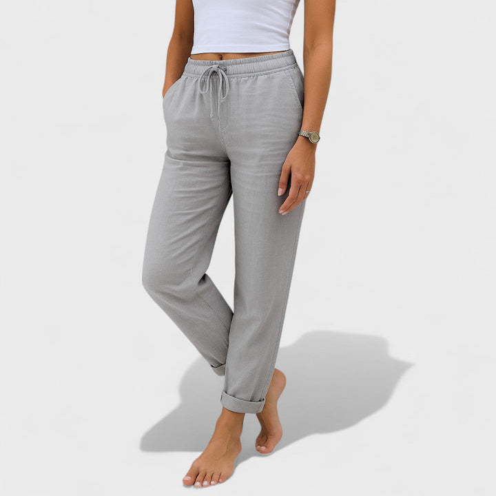 Klára - Pantalones de Lino Stretch