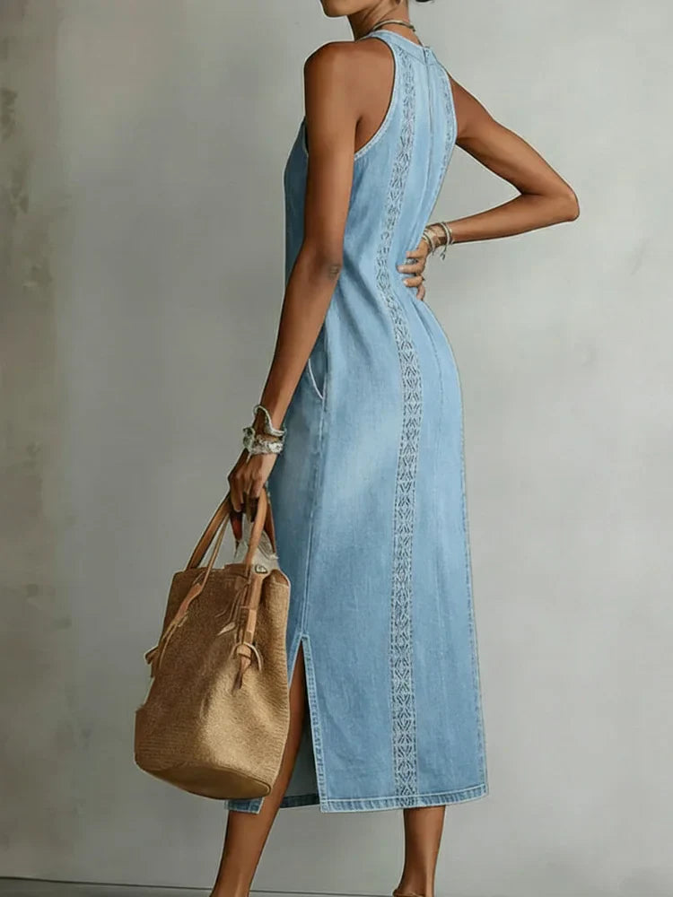 Julia™ | Vestido de mezclilla con encaje vintage