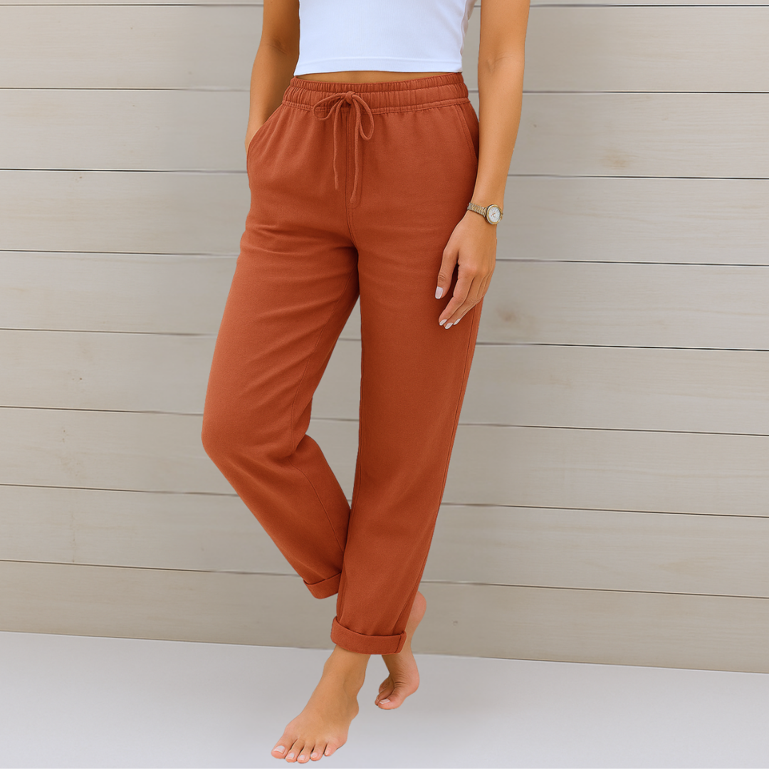 Maylora | Pantalones de Lino Relax con Cintura Ajustable
