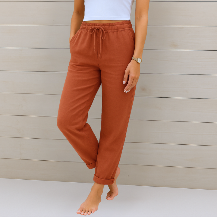 Maylora | Pantalones de Lino Relax con Cintura Ajustable