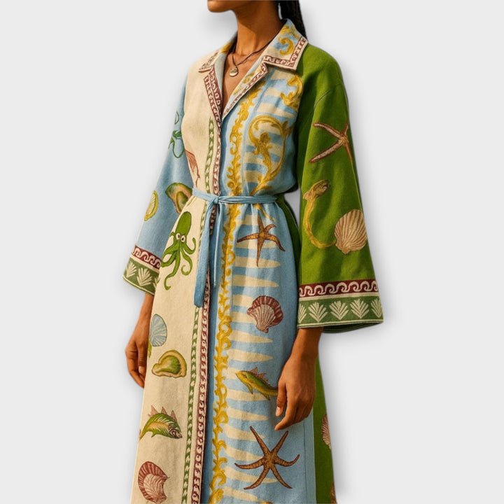 Jule - Vestido midi estampado de twill con cinturón