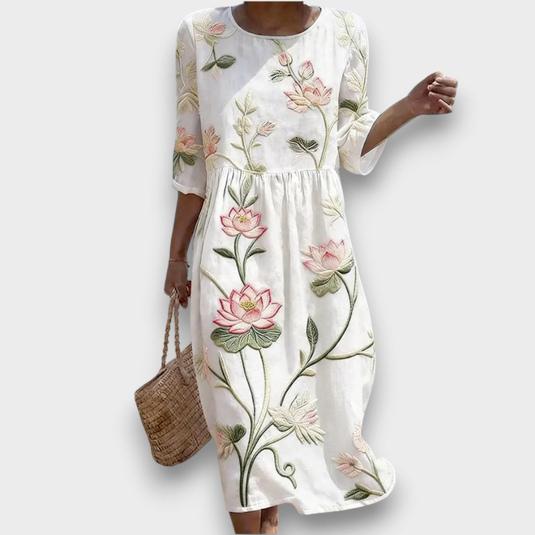 Kayla | Vestido con Estampado de Plantas y Flores
