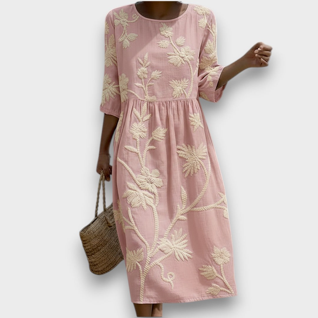 Phoebe | Vestido midi con estampado de plantas y flores
