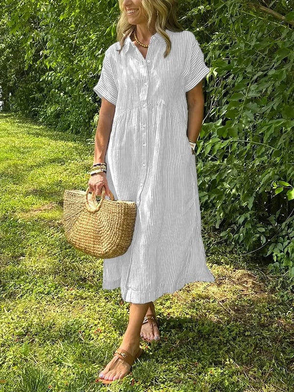 Ishka™ | Vestido Camisero Rayado