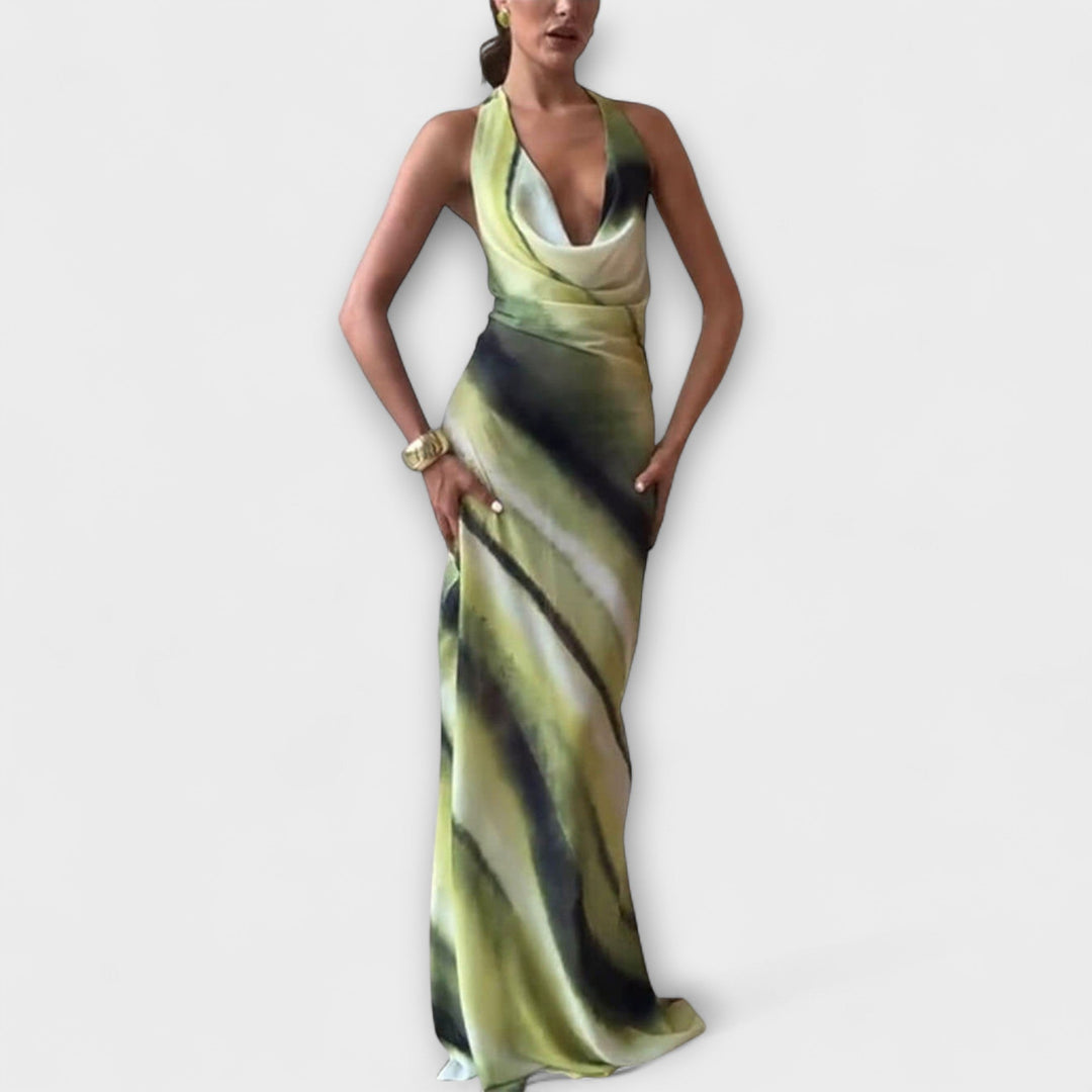 Vestido maxi clásico con degradado y tie-dye