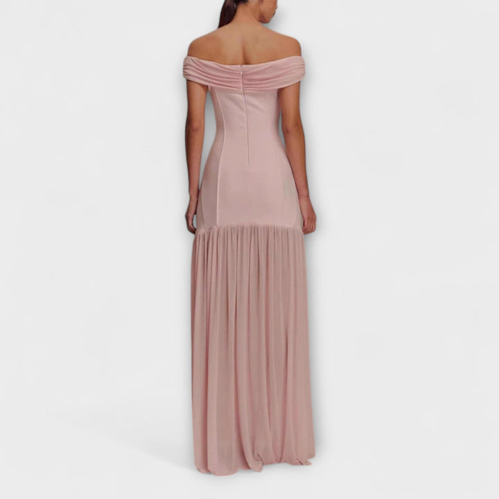 Maelie - Vestido maxi bodycon sin mangas elegante con adornos florales