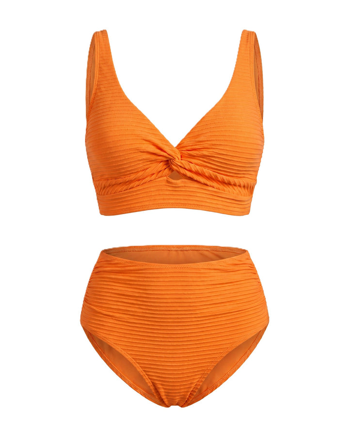 Crescencia™ | Bikini texturizado de tiro alto con top cruzado