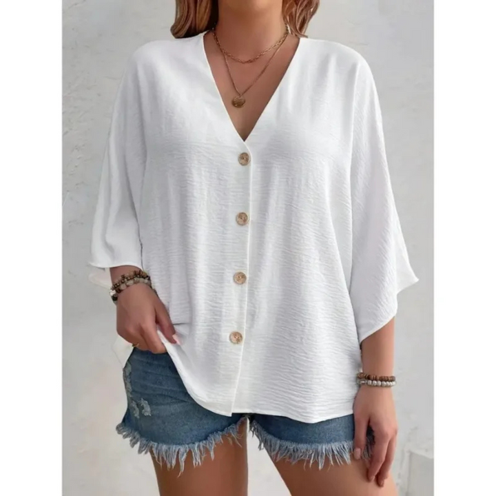 Dorothy™ | Top elegante con cuello en V y botones