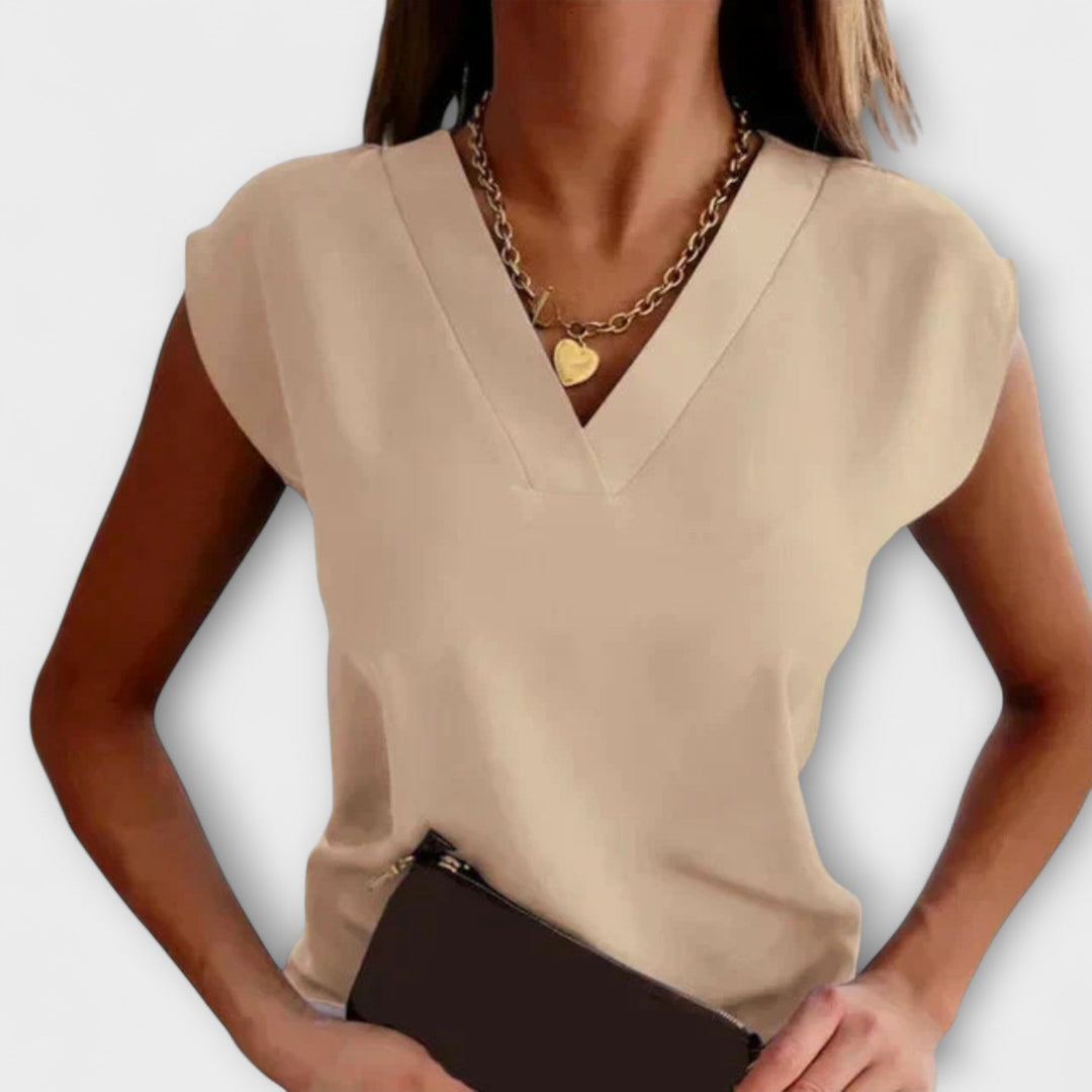 Top de verano para mujer con escote en V y mangas sueltas