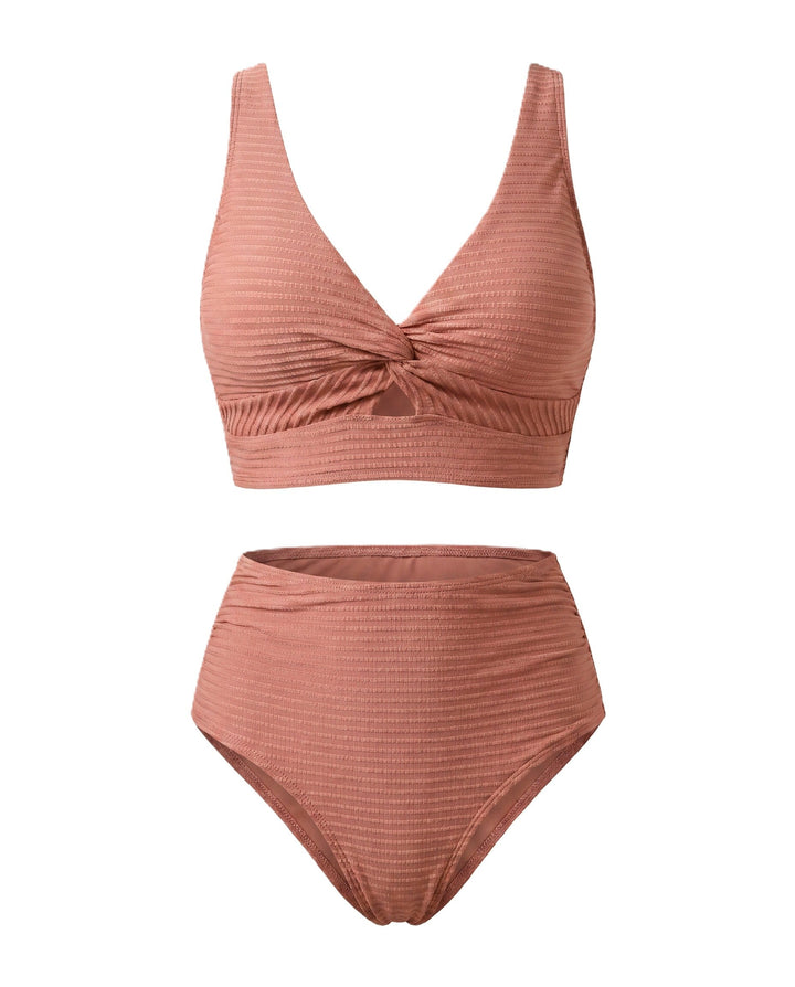 Crescencia™ | Bikini texturizado de tiro alto con top cruzado