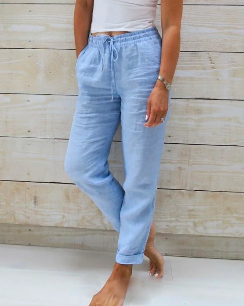 Allison - Pantalones Tailored de Lino y Algodón de Lujo