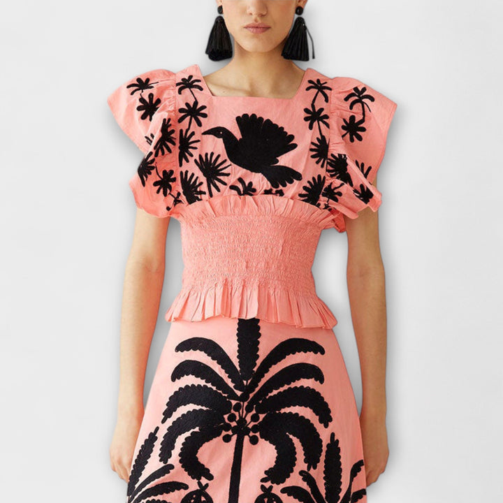 Amy - Vestido elegante con palmeras