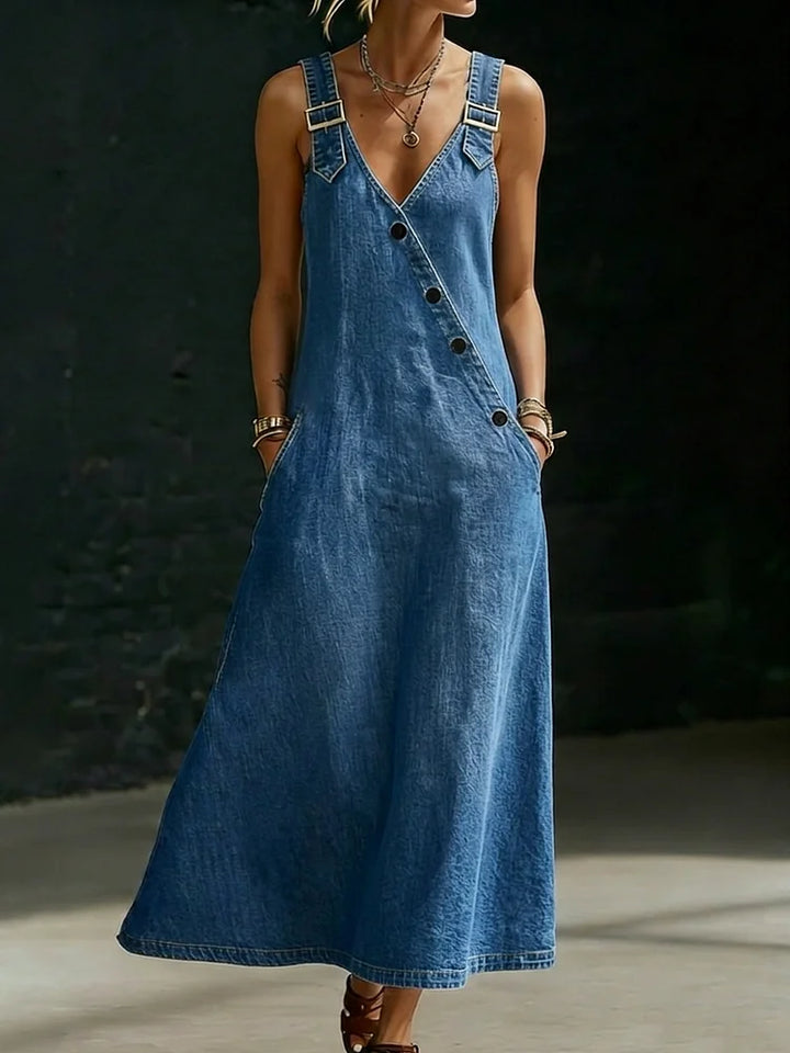 Vera™ | Vestido largo de mezclilla con botones