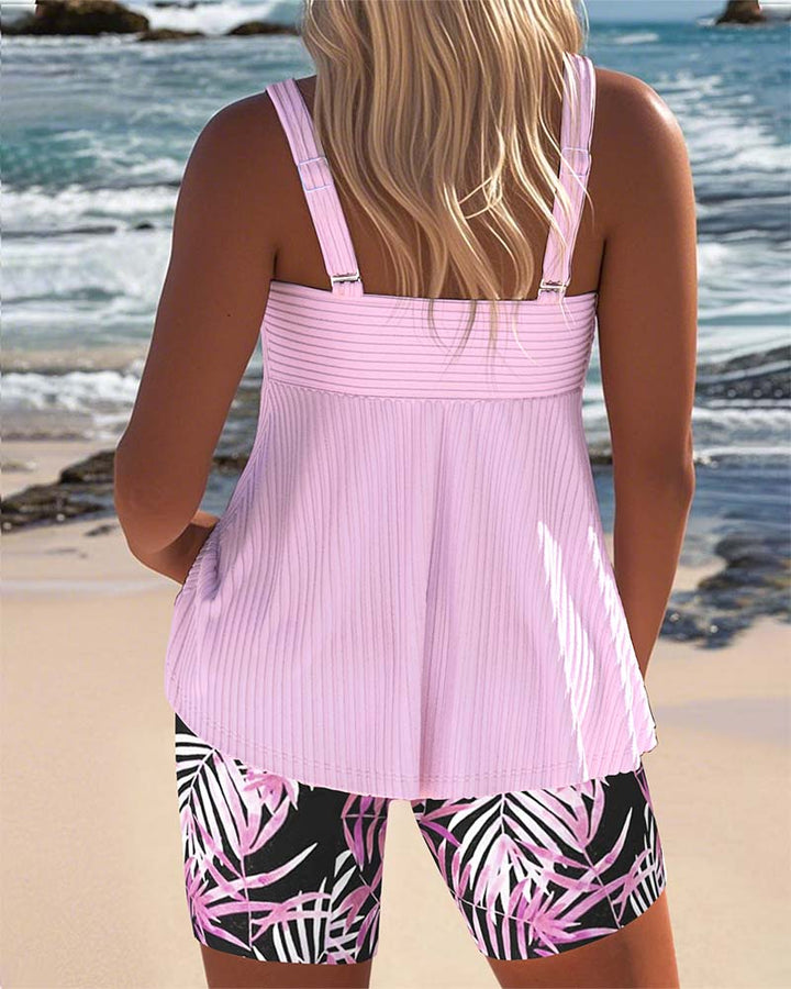 Severina™ | Tankini acanalado con short tropical