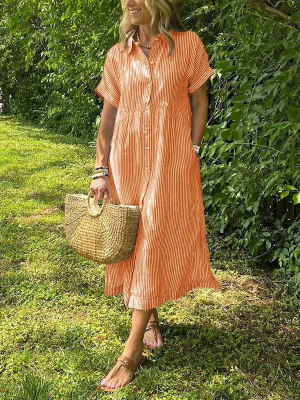 Ishka™ | Vestido Camisero Rayado