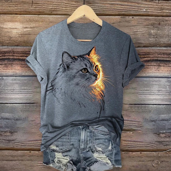 Mia™ | Camiseta casual con estampado de gato
