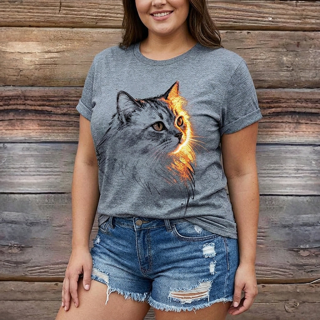 Mia™ | Camiseta casual con estampado de gato