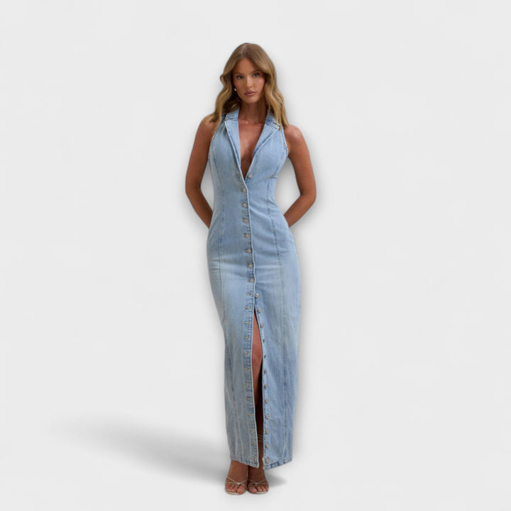 Lacey - Maxi vestido de denim con lavado suave