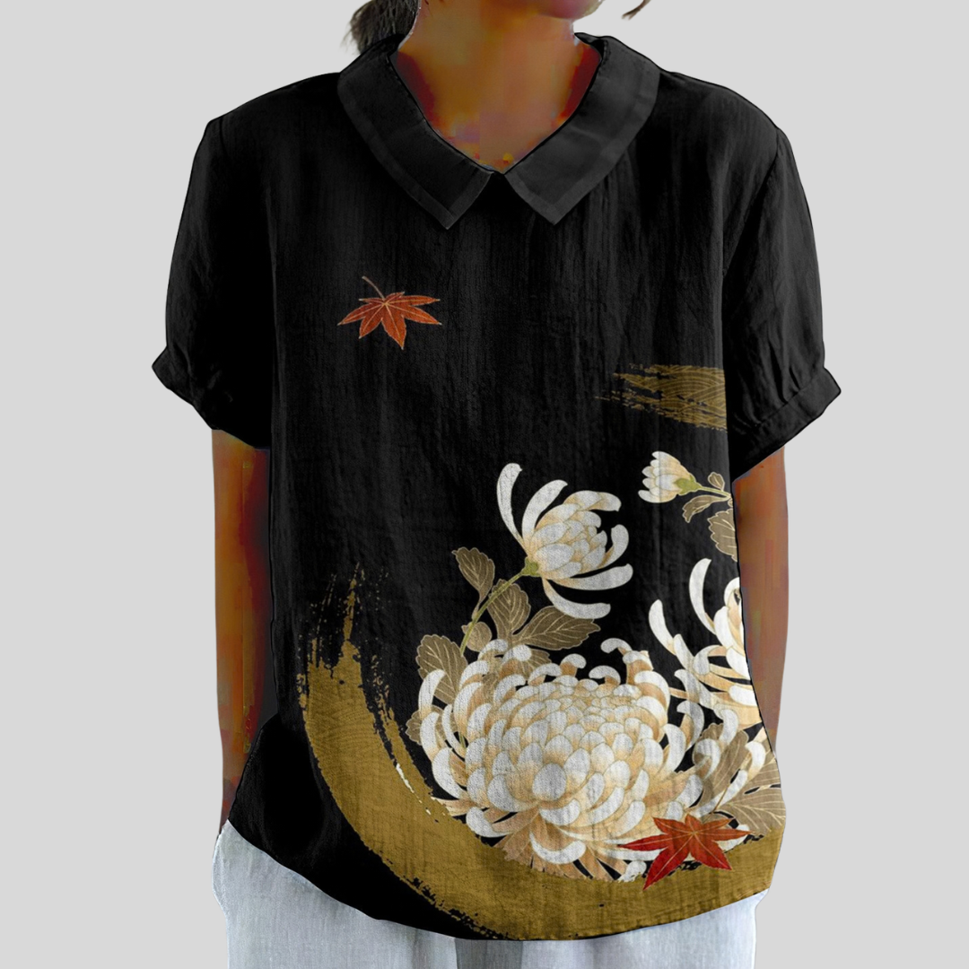 Madeleine™ | Blusa floral negra elegante