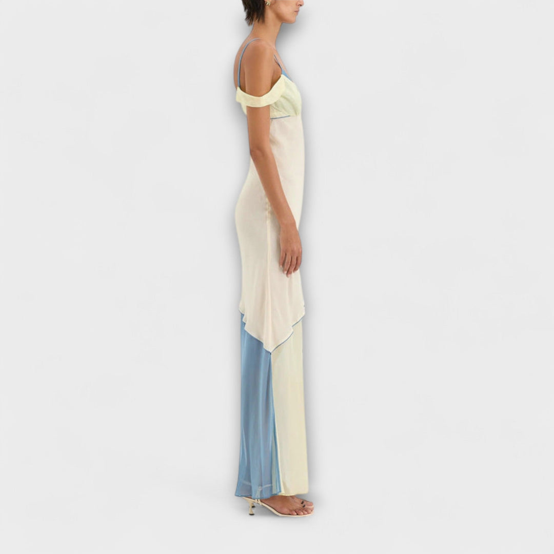 Alora - Vestido midi Thames con detalles de inserción