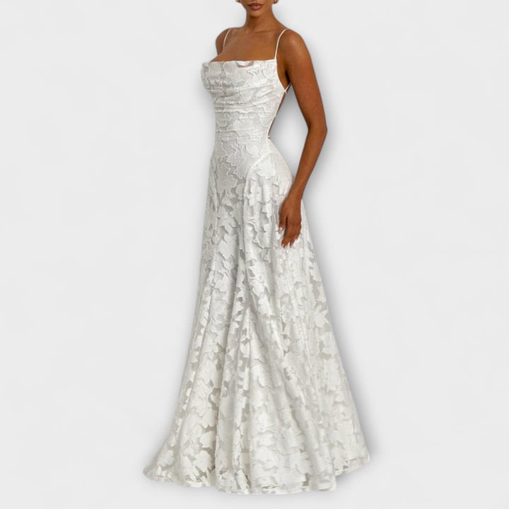 Emberly - Vestido maxi elegante de tela jacquard
