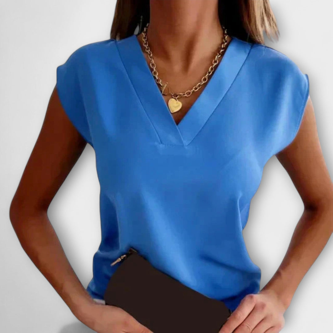 Top de verano para mujer con escote en V y mangas sueltas