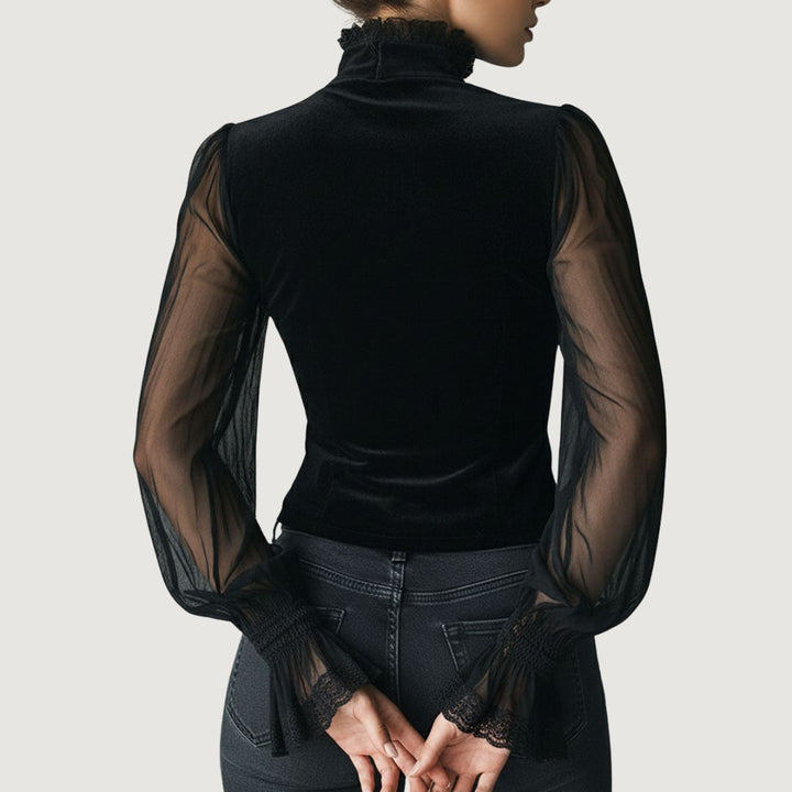 Samantha™ | Blusa elegante de encaje y terciopelo