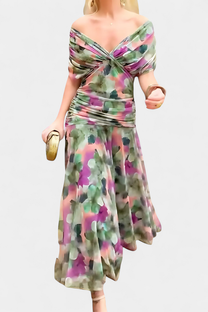 Florendra™ | Vestido Largo Floral Cuello V