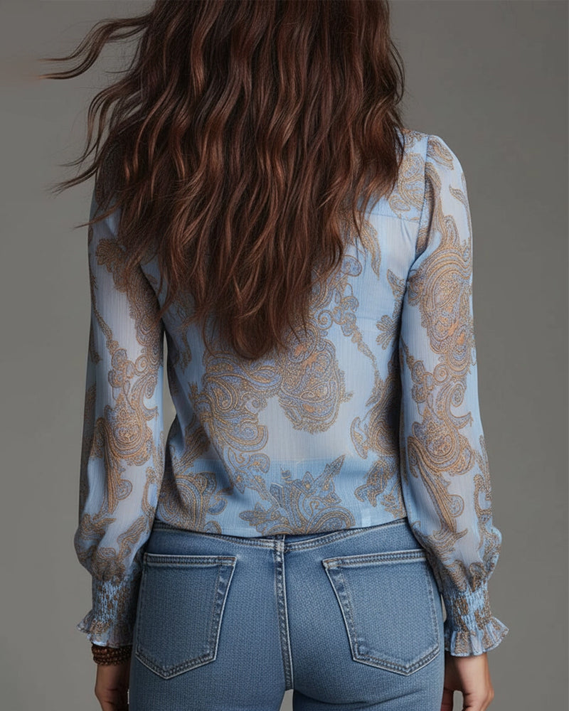 Katie™ | Blusa elegante con media cremallera y volantes