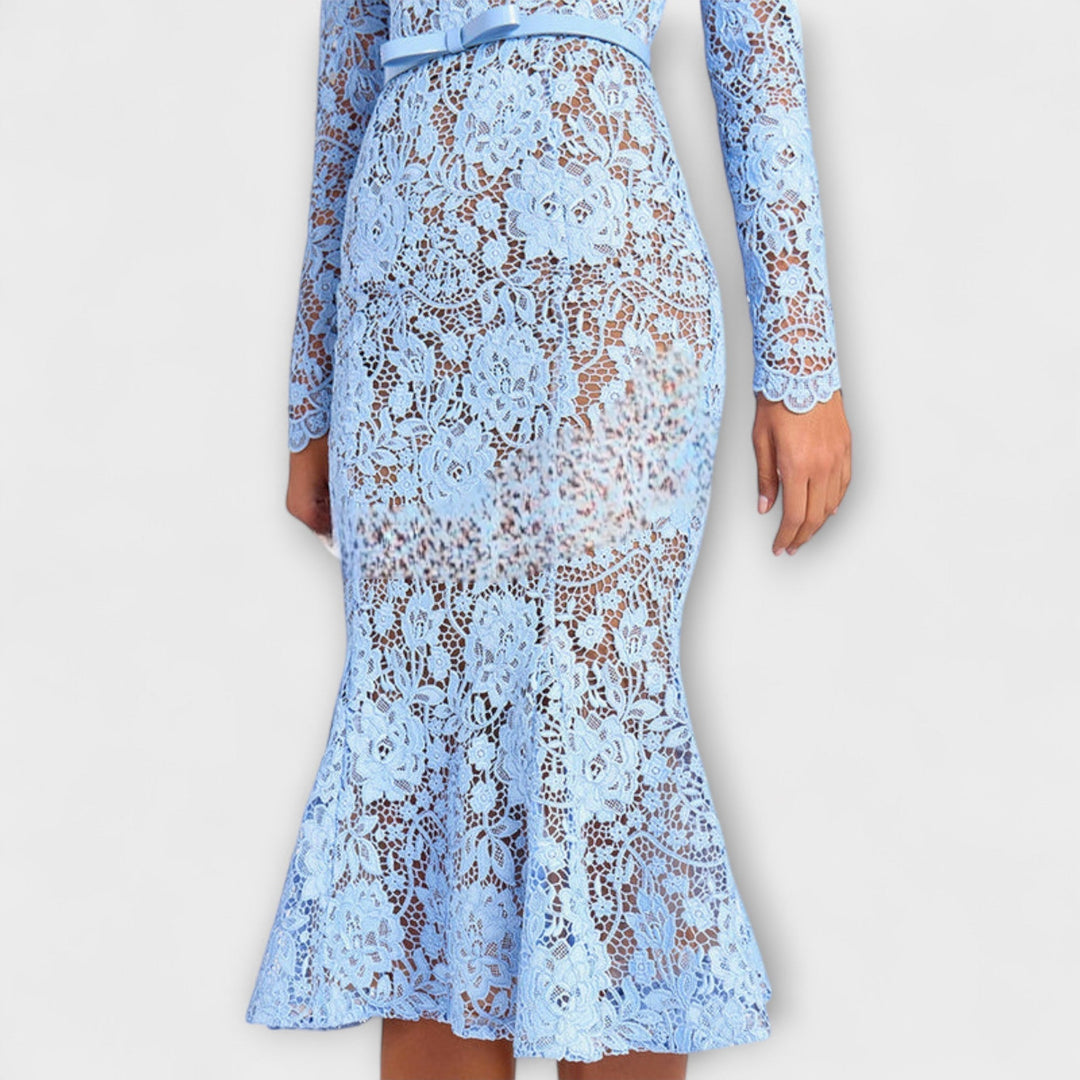 Freya - Vestido Midi Elegante de Encaje Floral