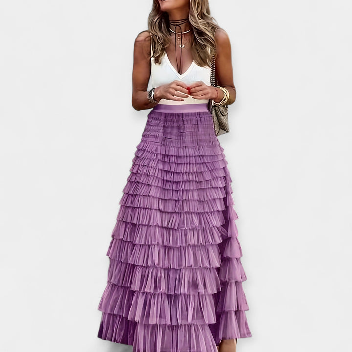 Valerie - Falda Boho con Borde de Satén de Malla
