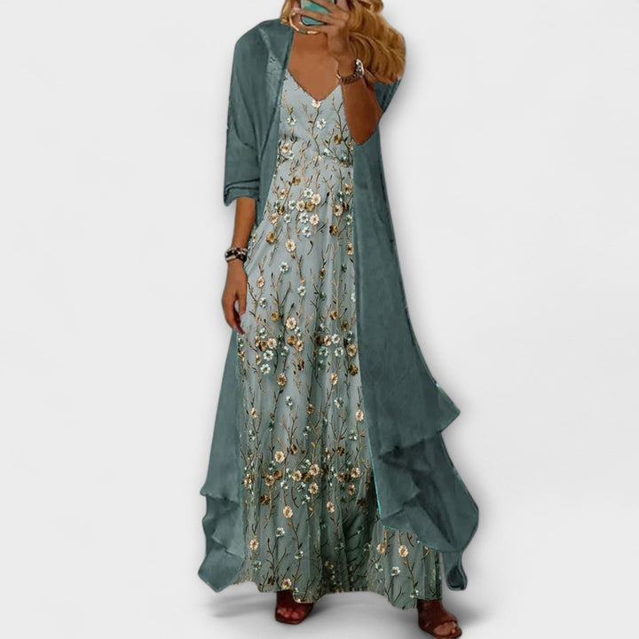Mara - Vestido maxi con chaqueta (conjunto de 2 piezas)