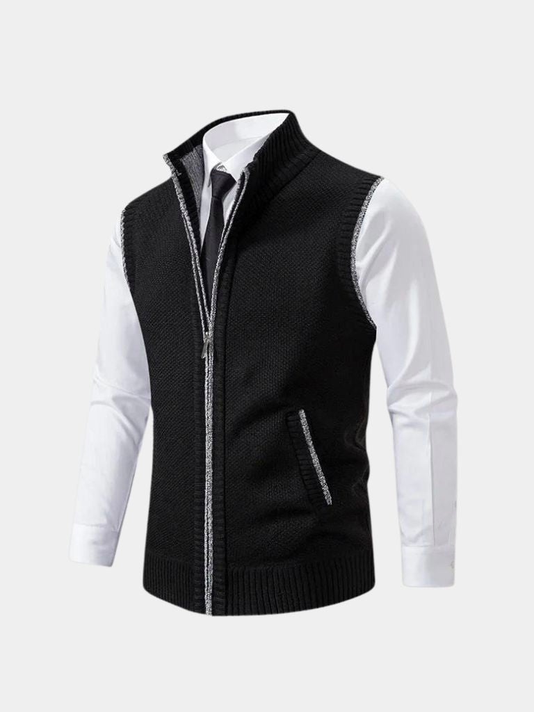 Chaleco Elegante de Punto con Cierre Completo