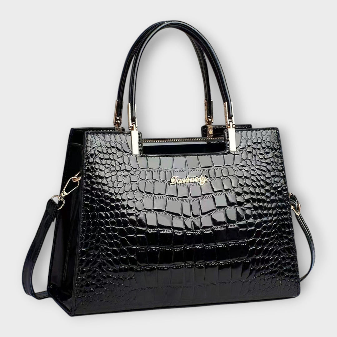 Cécile. - Bolso brillante con estampado de cocodrilo
