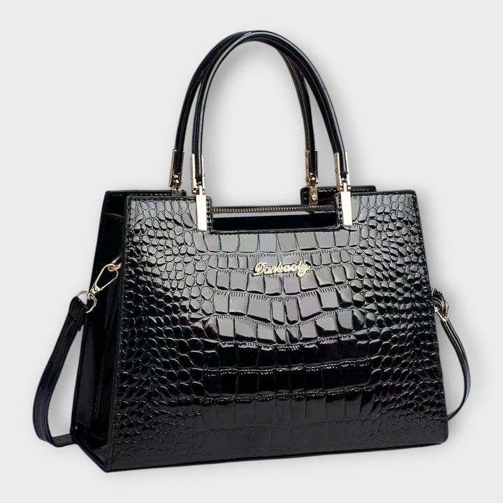 Cécile. - Bolso brillante con estampado de cocodrilo
