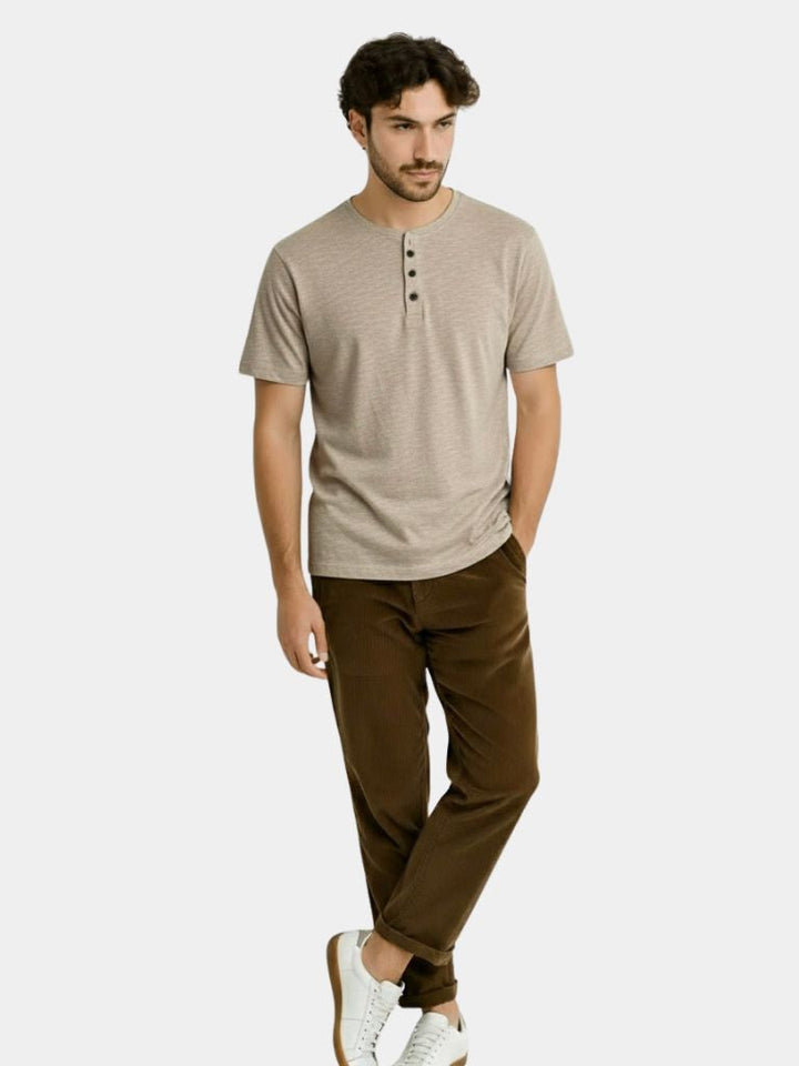 Camiseta Casual de Cuello Henley