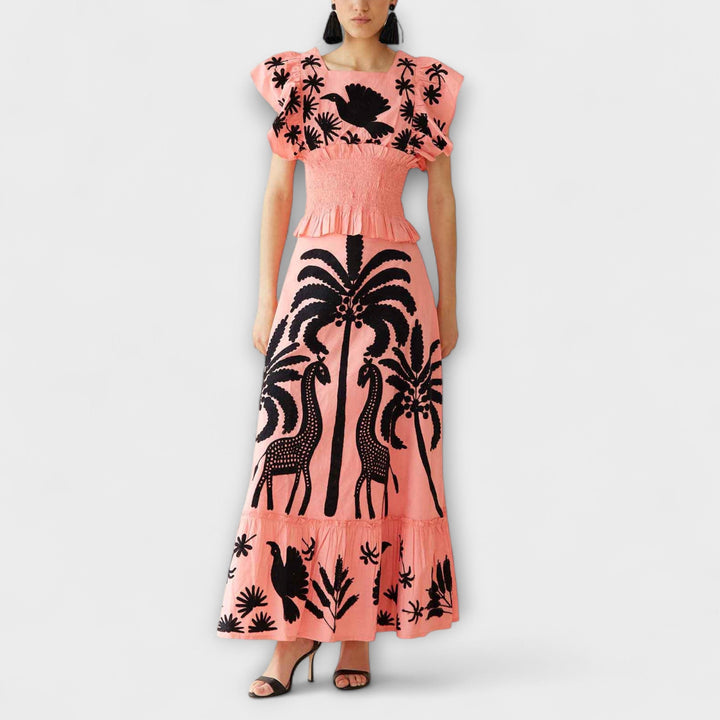 Amy - Vestido elegante con palmeras