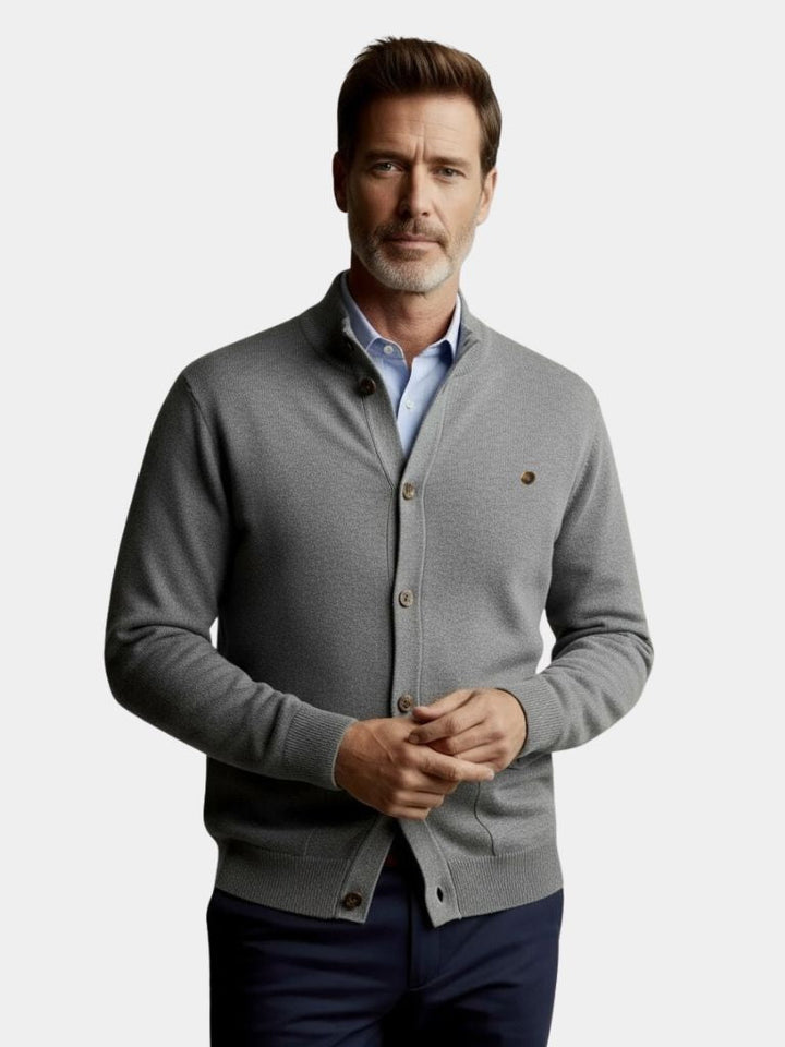 Cárdigan de Algodón con Cuello Alto