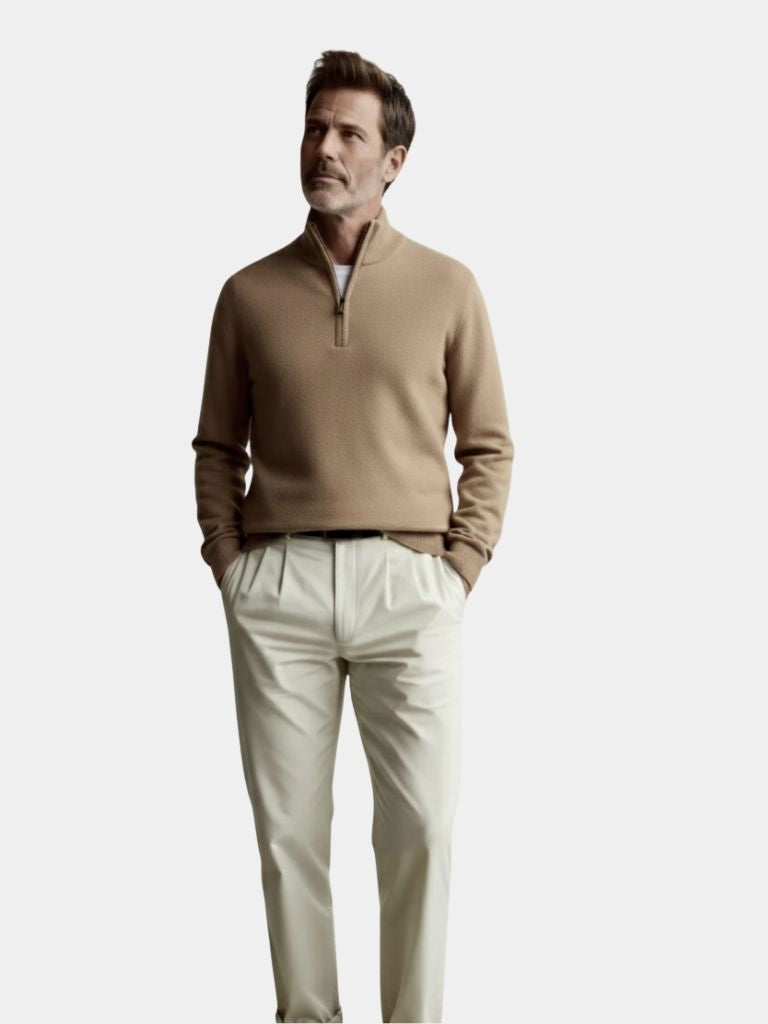 Suéter de Merino con Media Cremallera