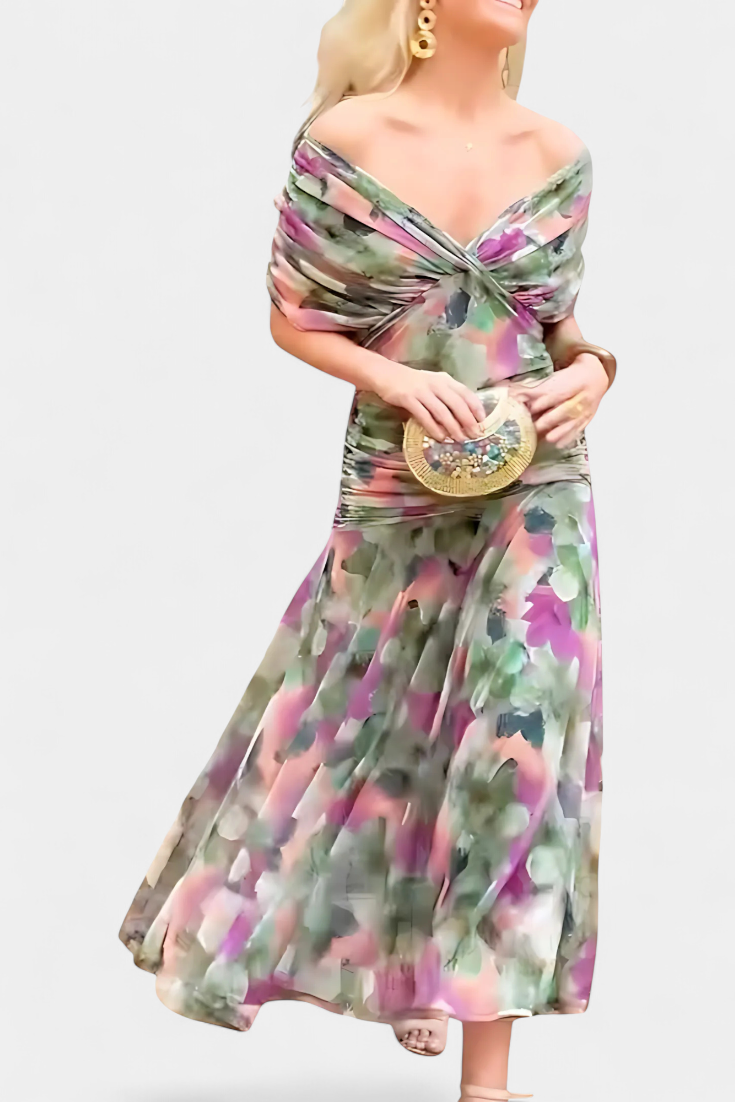 Florendra™ | Vestido Largo Floral Cuello V