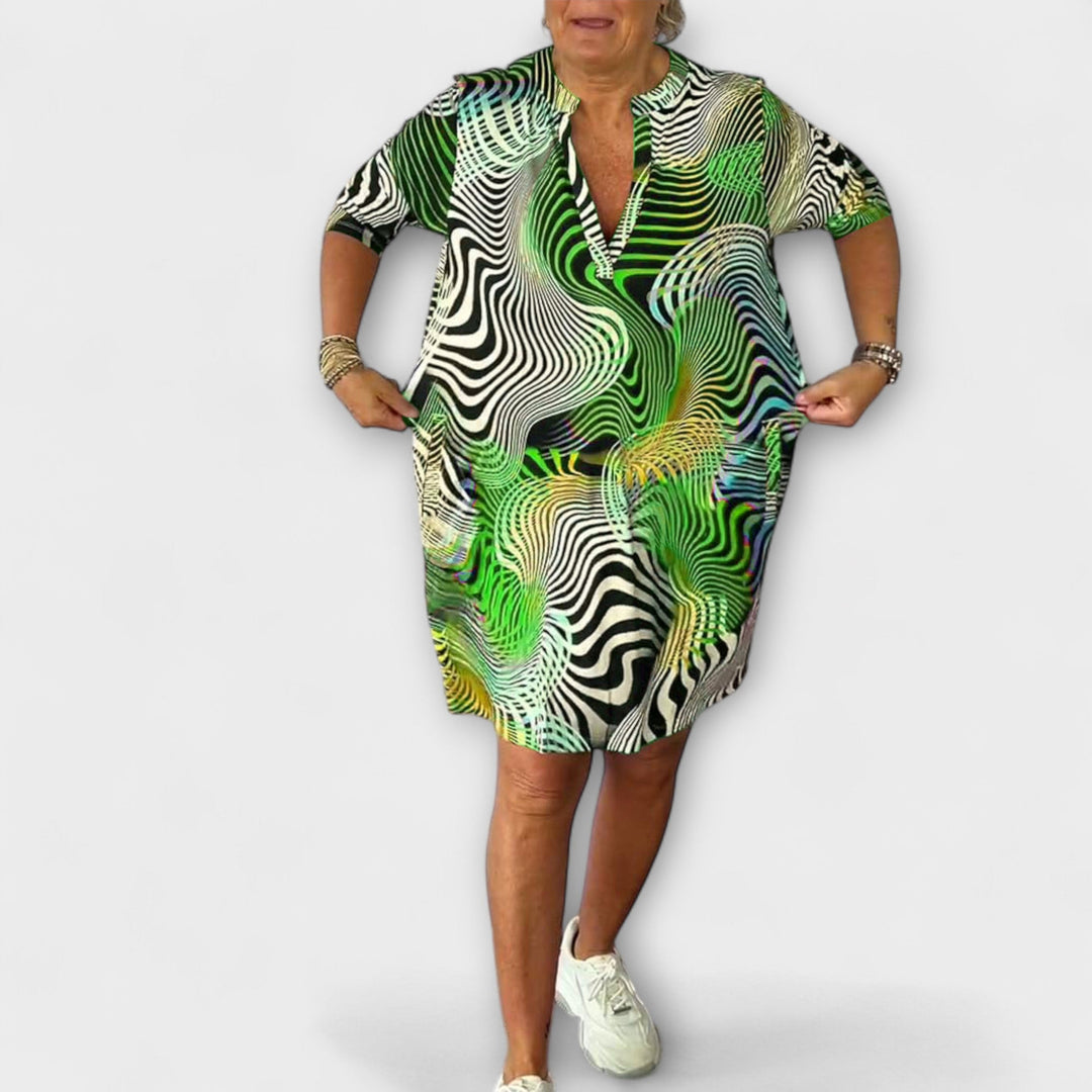 Liora - Vestido de colores con escote en V